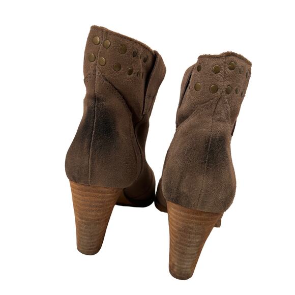 Steve Madden Jessii Suede Brown Leather Heeled Boots Booties Size 8.5 - Picture 4 of 8